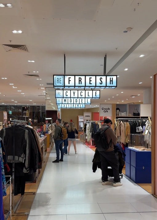 Vintage fur coats inside Galeries Lafayette Paris