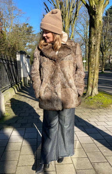 Vintage rabbit fur coats and jackets in soft natural textures