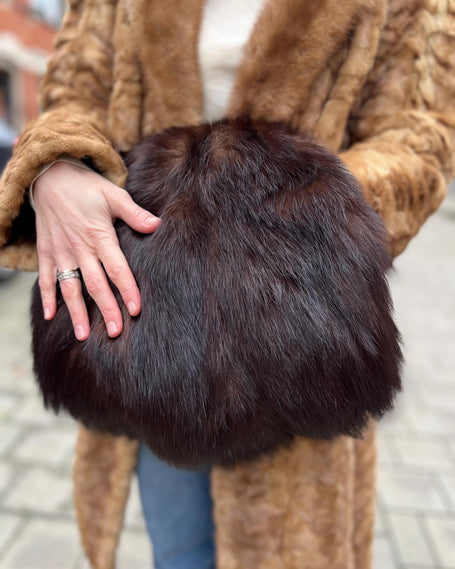 Vintage fur bags and muffs crafted from genuine natural fur