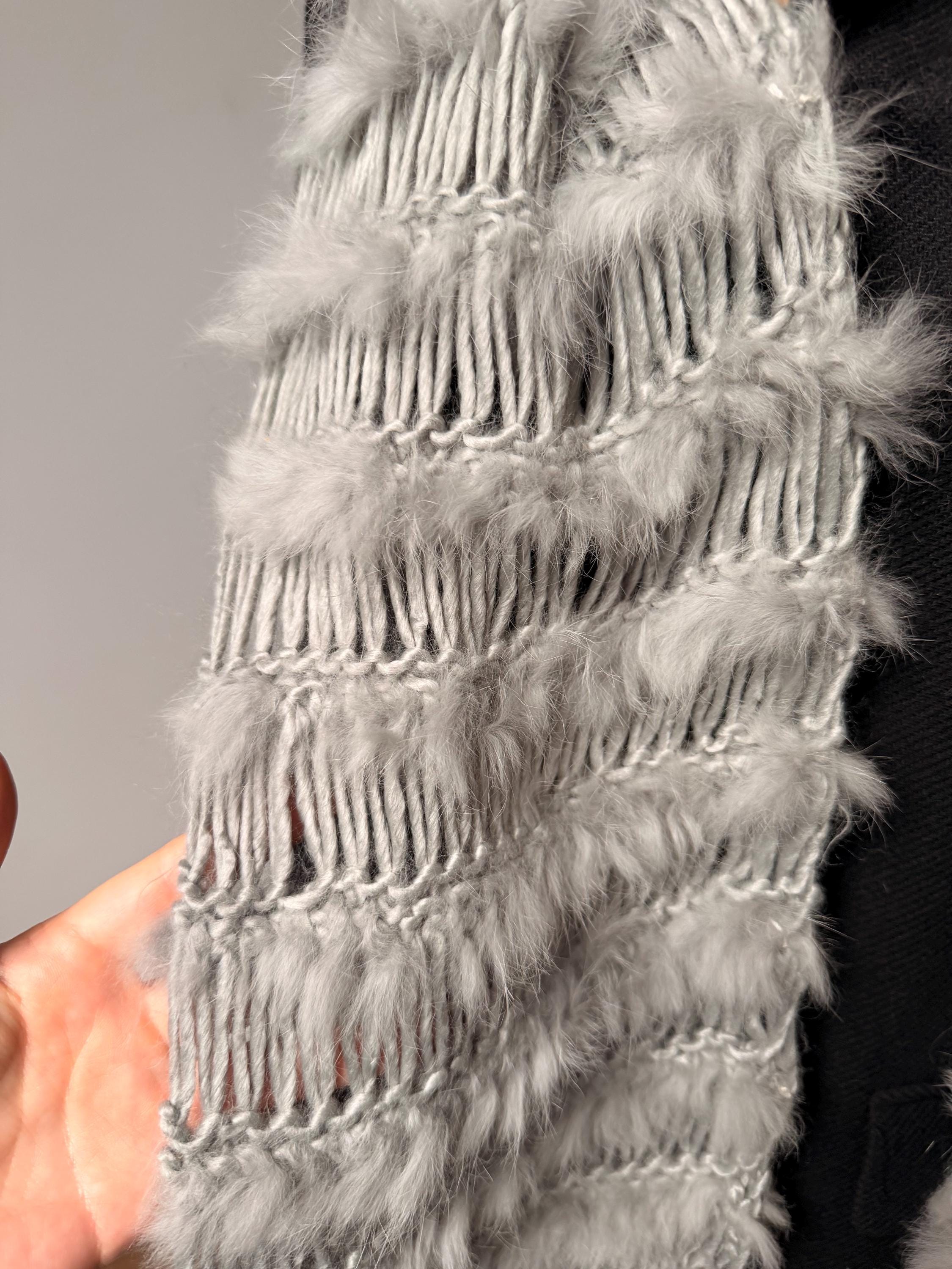 Grey Rabbit Fur Scarf