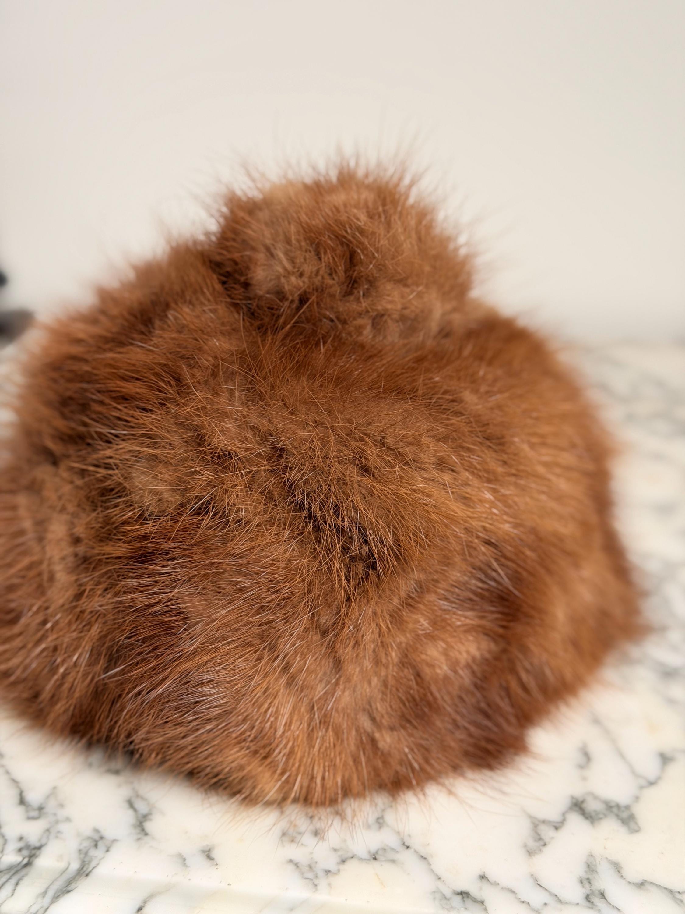 Pastel Mink Fur Hat with Pompom