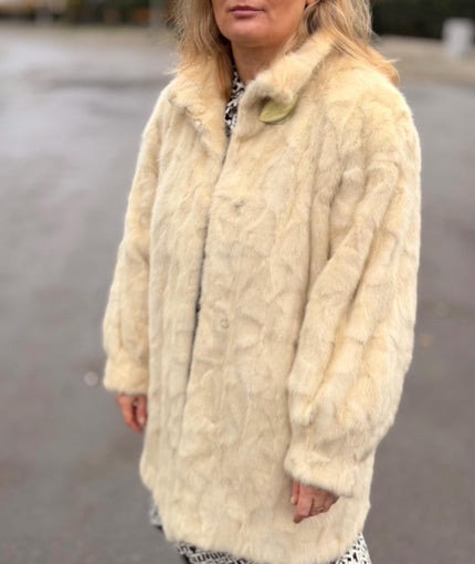 Ivory White  Mink Fur Coat - L