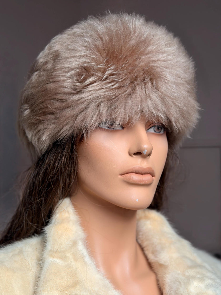Beige Lamb Fur Hat