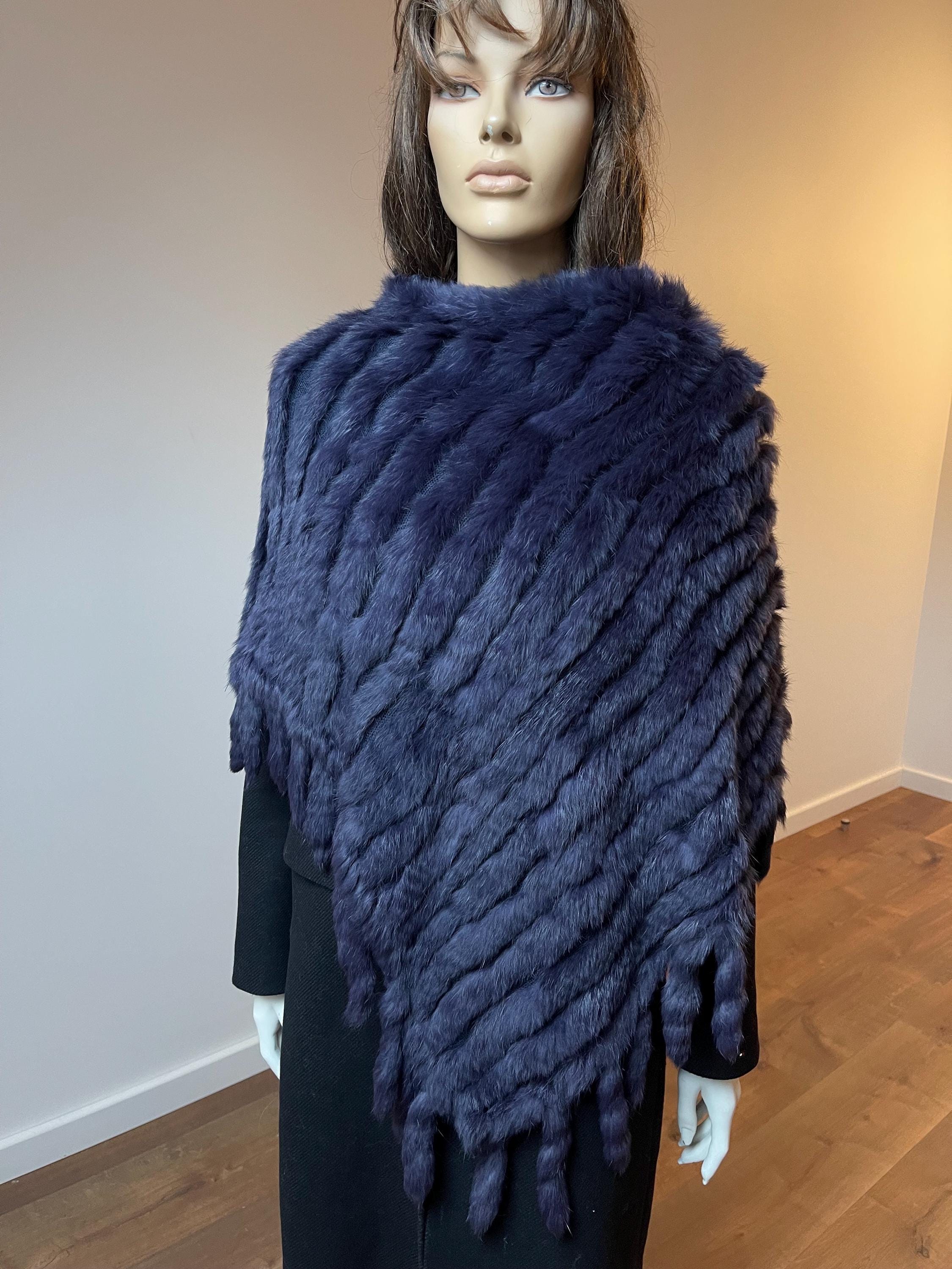 Rabbit Fur Poncho Wrap