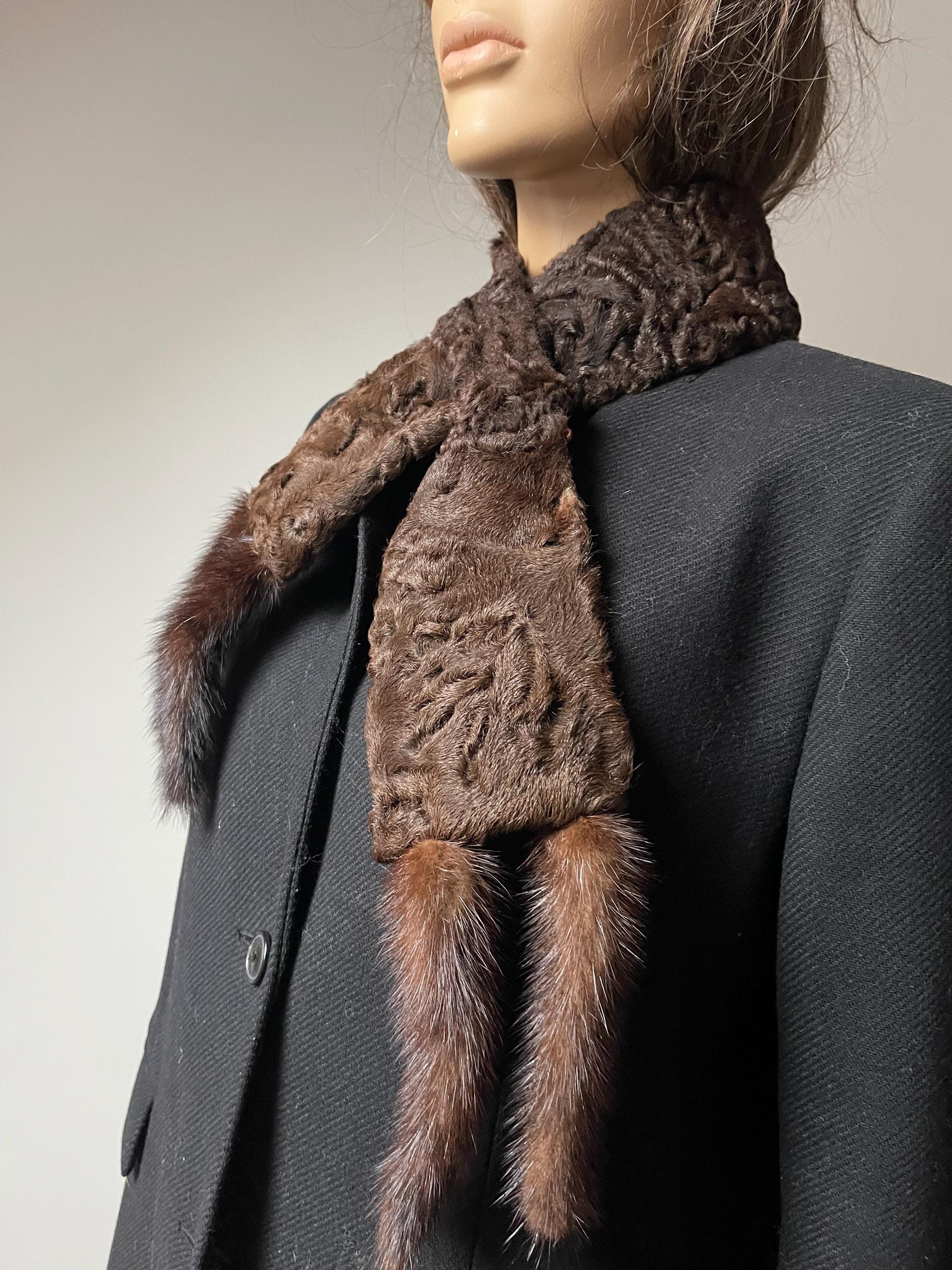 Brown Karakul Fur Scarf