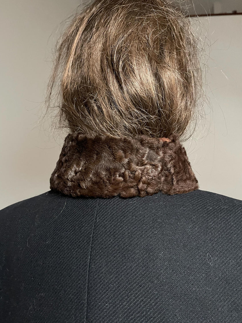 Brown Karakul Fur Scarf