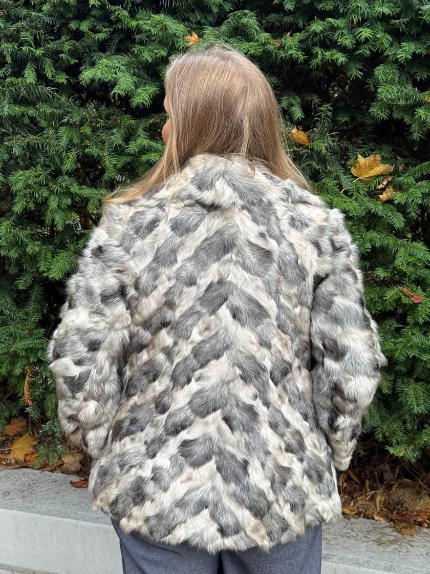 Grey Goat Fur Jacket - S
