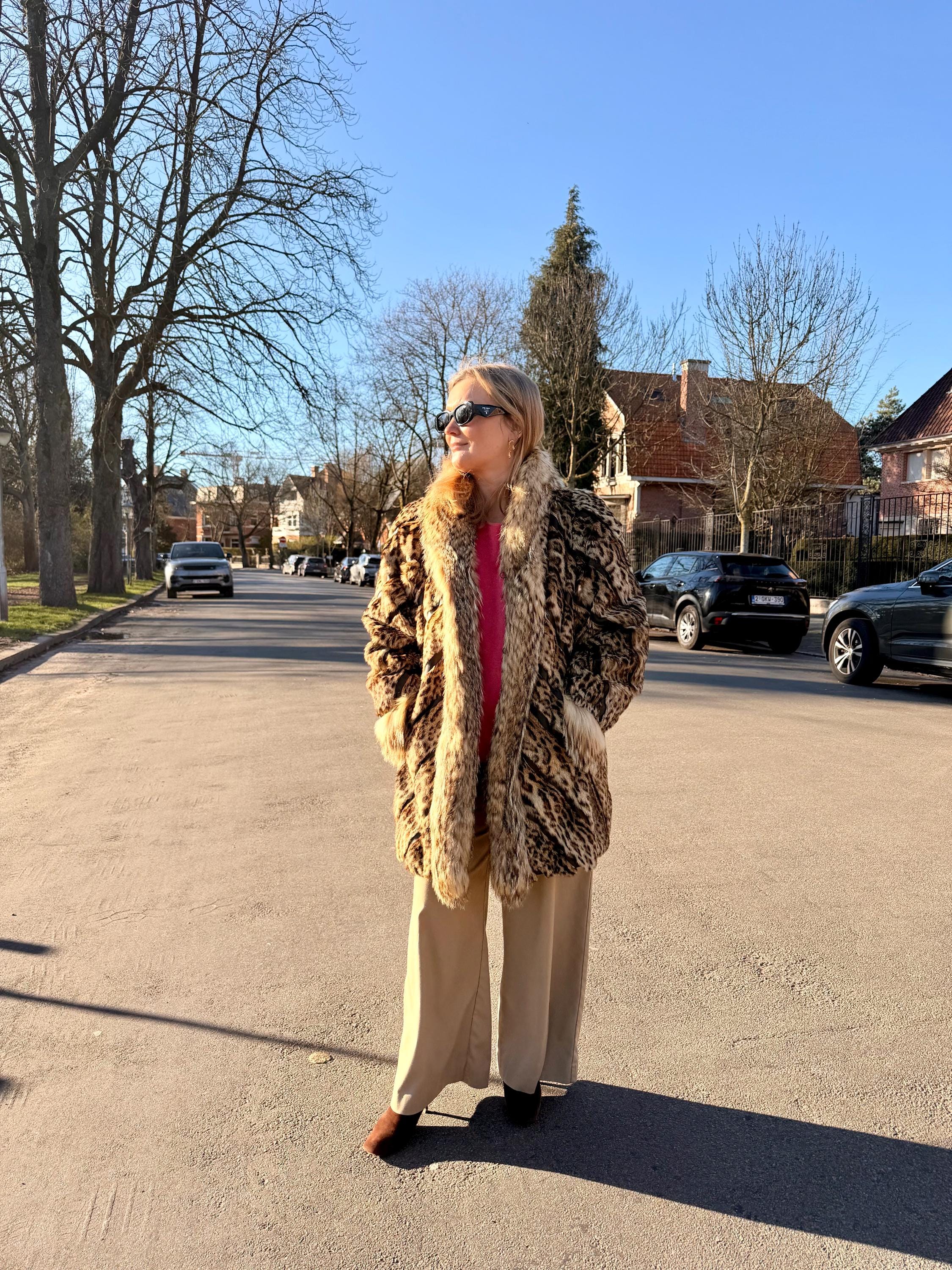 Leopard Print Fur Jacket L-2X