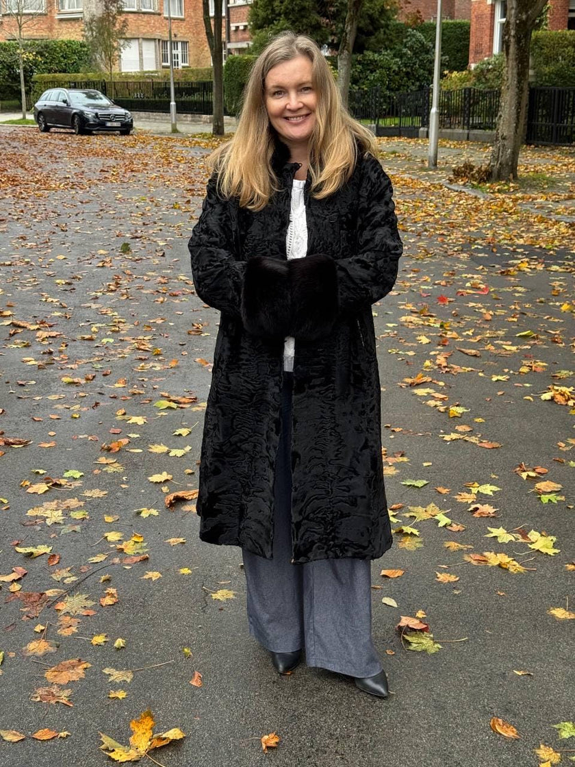 Black Swakara Fur Coat - M–L