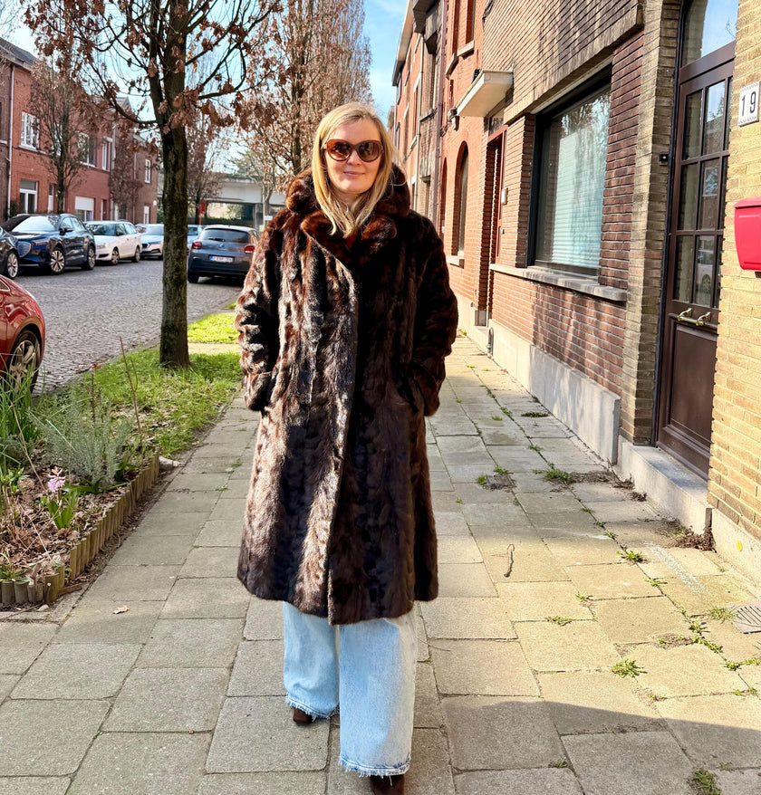 Brown Mink Fur Coat – M-XL