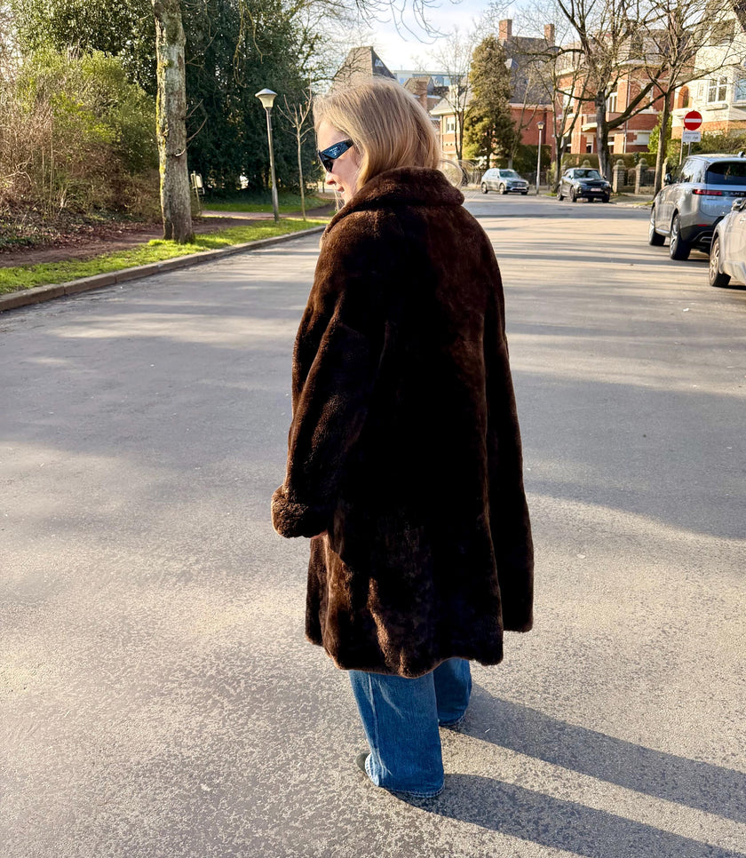 Sheared Beaver Fur Coat  - L-XL