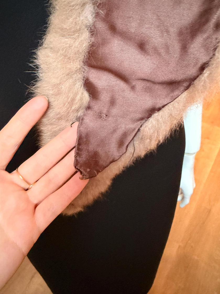 Beige Lamb Fur Collar