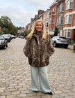 Vintage leopard print rabbit fur jacket for women in genuine 1990s fur