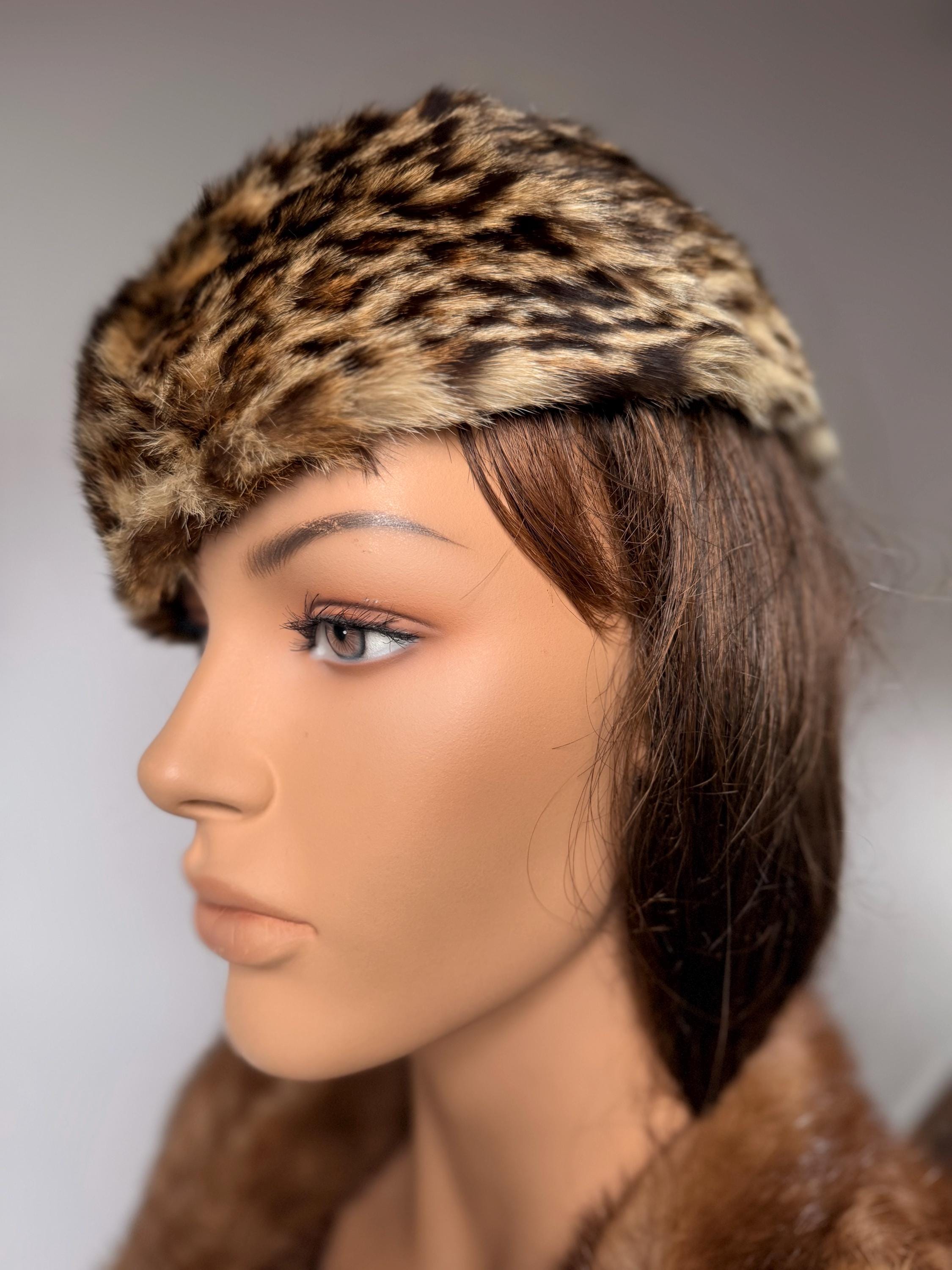 1980s genuine fur beret and pillbox style hat