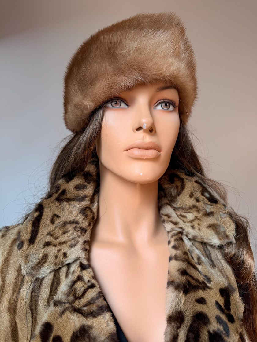 1990s pastel mink fur hat made from genuine mink fur