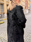 Black Broadtail Lamb Fur Coat - M-L