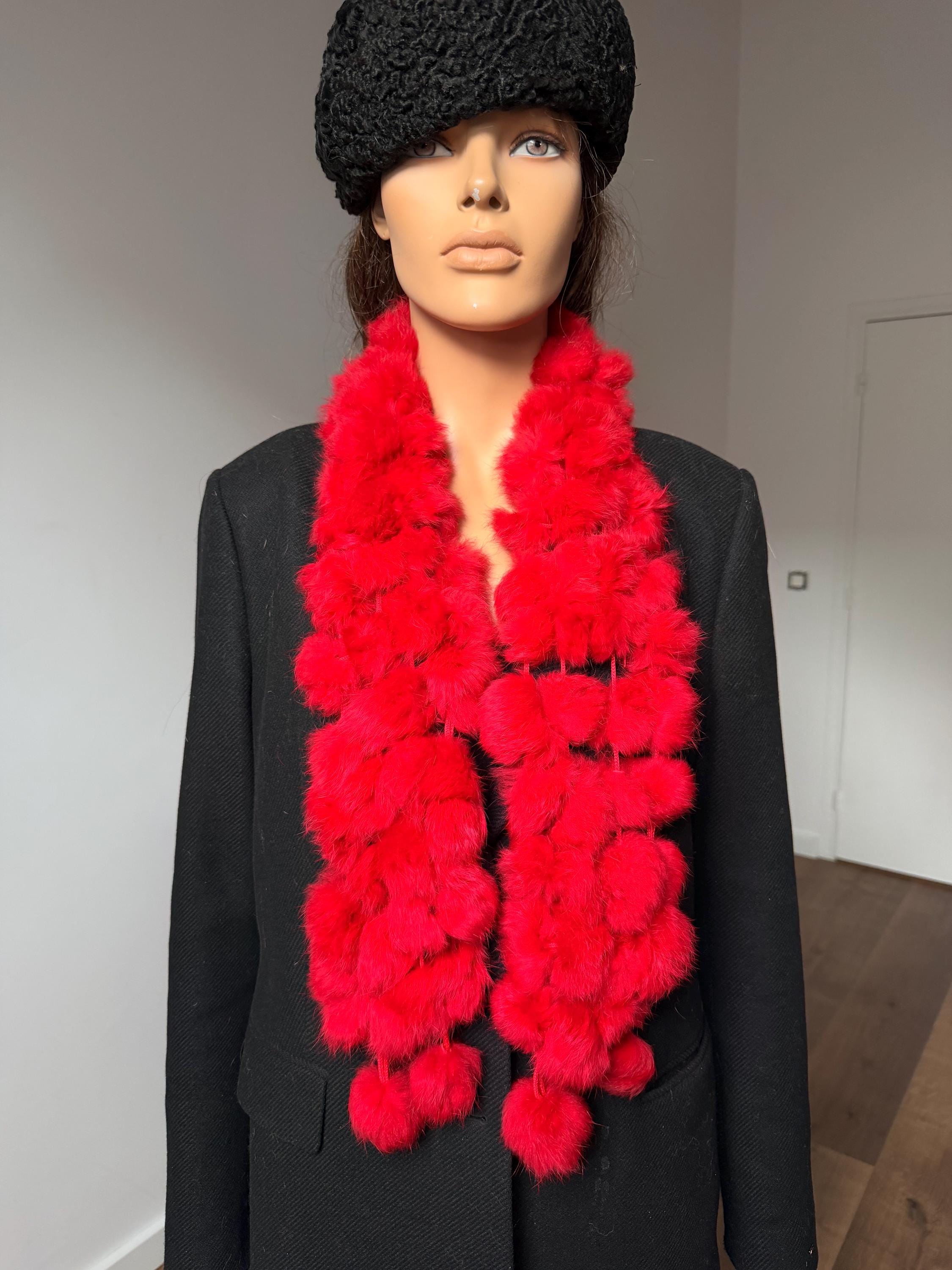 Red Rabbit Fur Scarf
