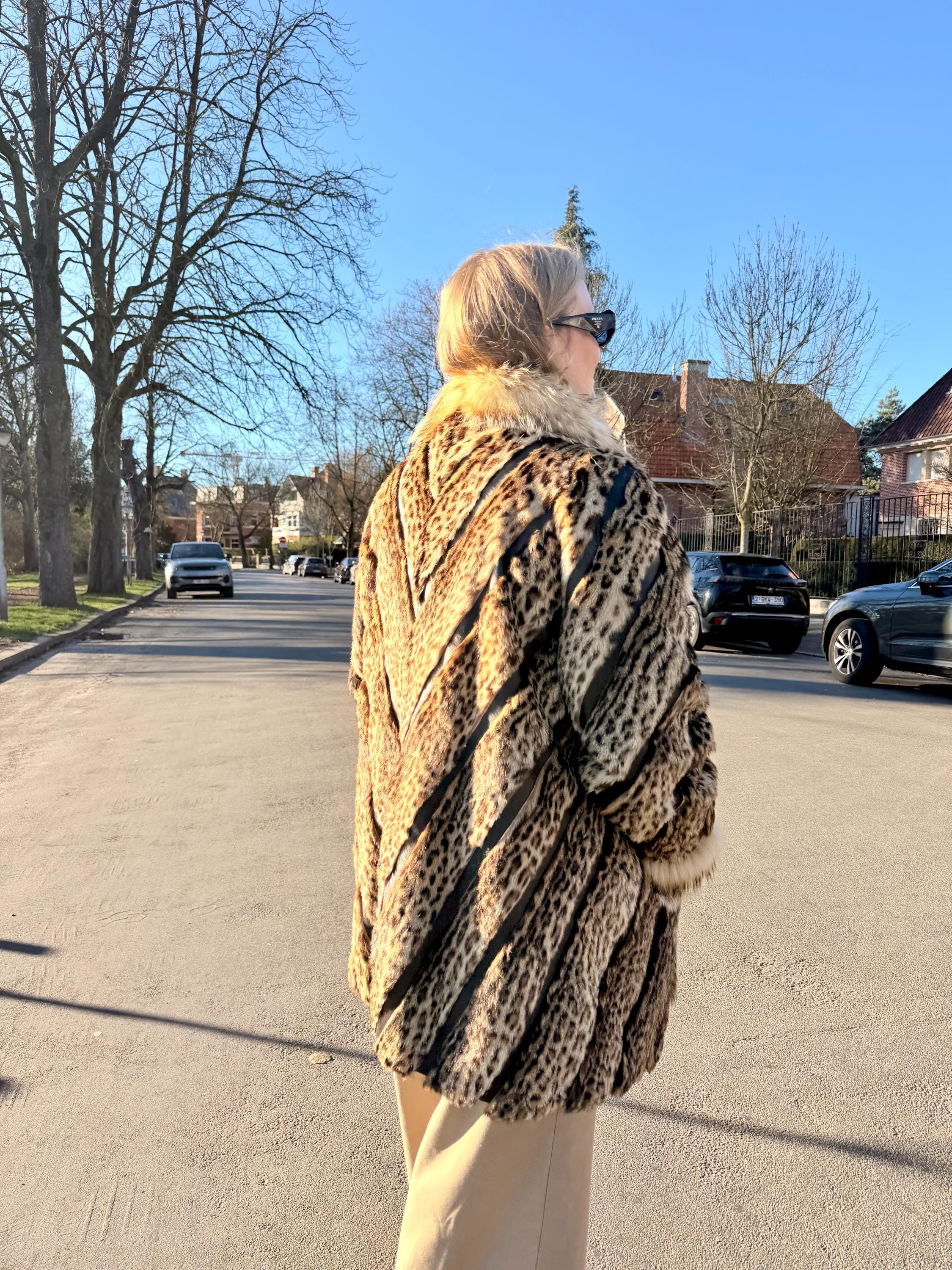 Leopard Print Fur Jacket L-2X
