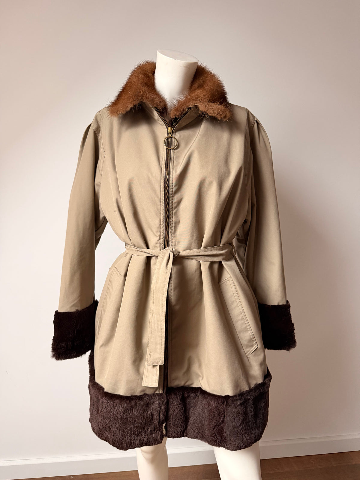 Fur Lined Parka Jacket - M-L