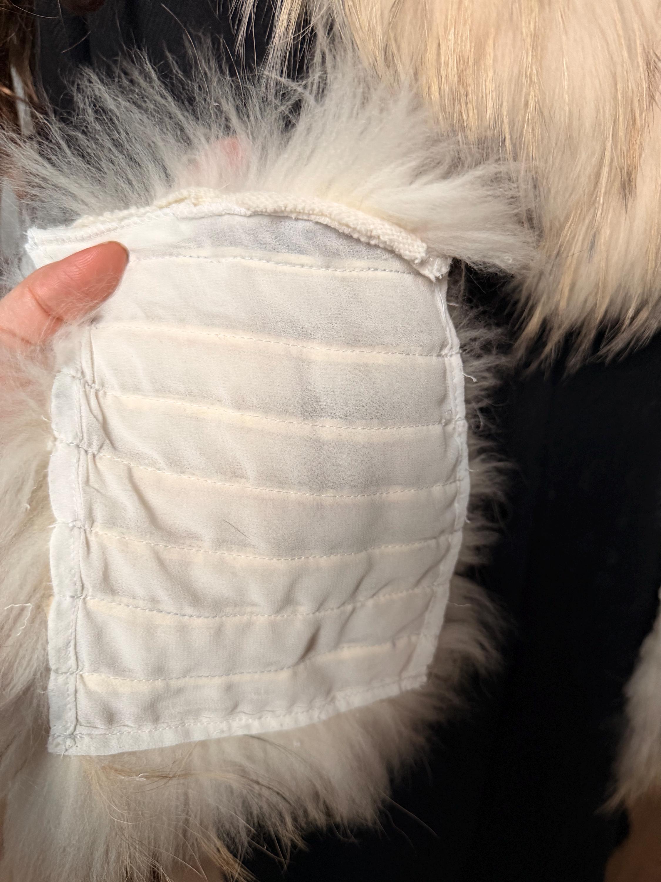 Set White Raccoon Fur Collar & Pockets