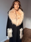 Set White Raccoon Fur Collar & Pockets
