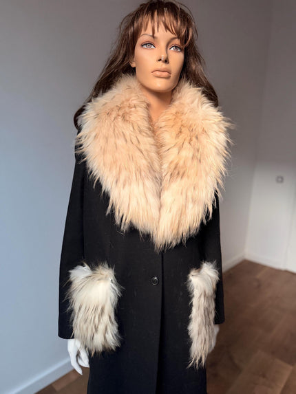 Set White Raccoon Fur Collar & Pockets