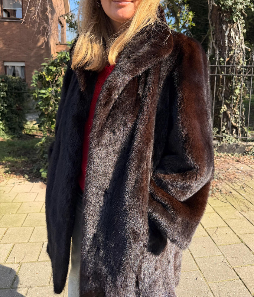 Brown Mink Fur Coat – L-XL