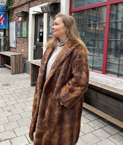 Long Muskrat Fur Coat - L-XL