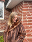 Brown Muskrat Fur Coat - Size L-2XL