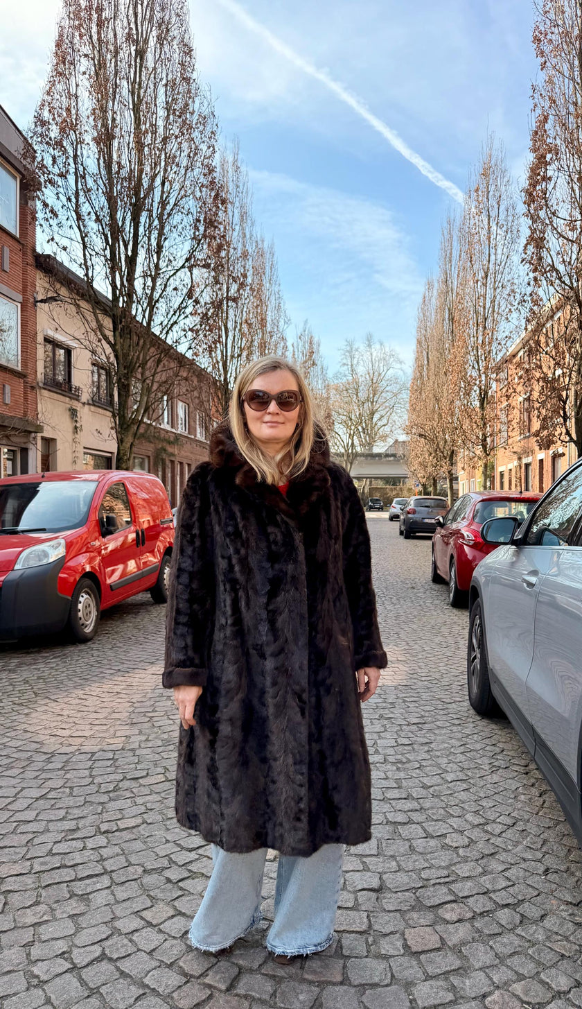 Brown Mink Fur Coat – M-XL