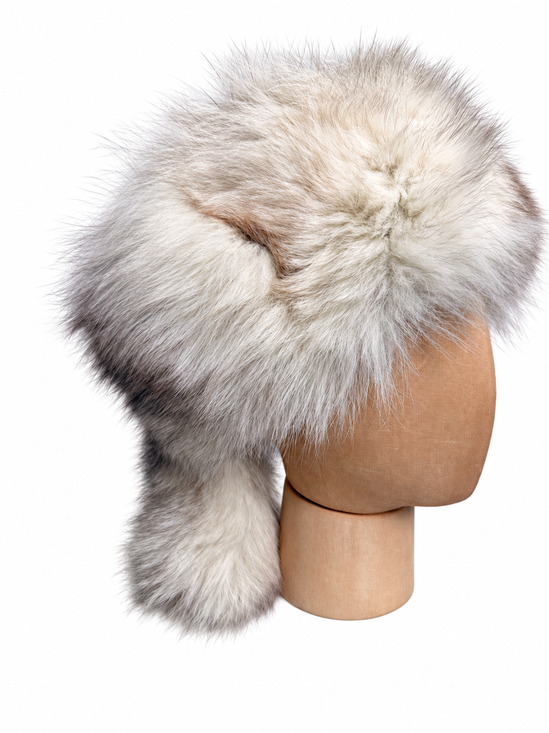 Blue Fox Fur Hat with Tail