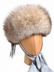 Blue Fox Fur Hat with Scarf