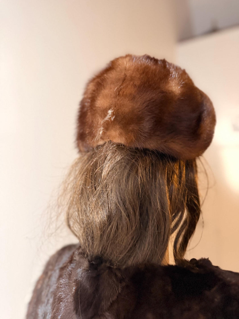 Brown Mink Fur Beret
