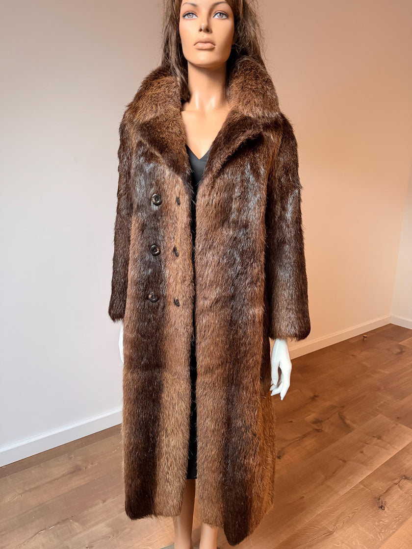 Long Beaver Fur Coat - L-XL