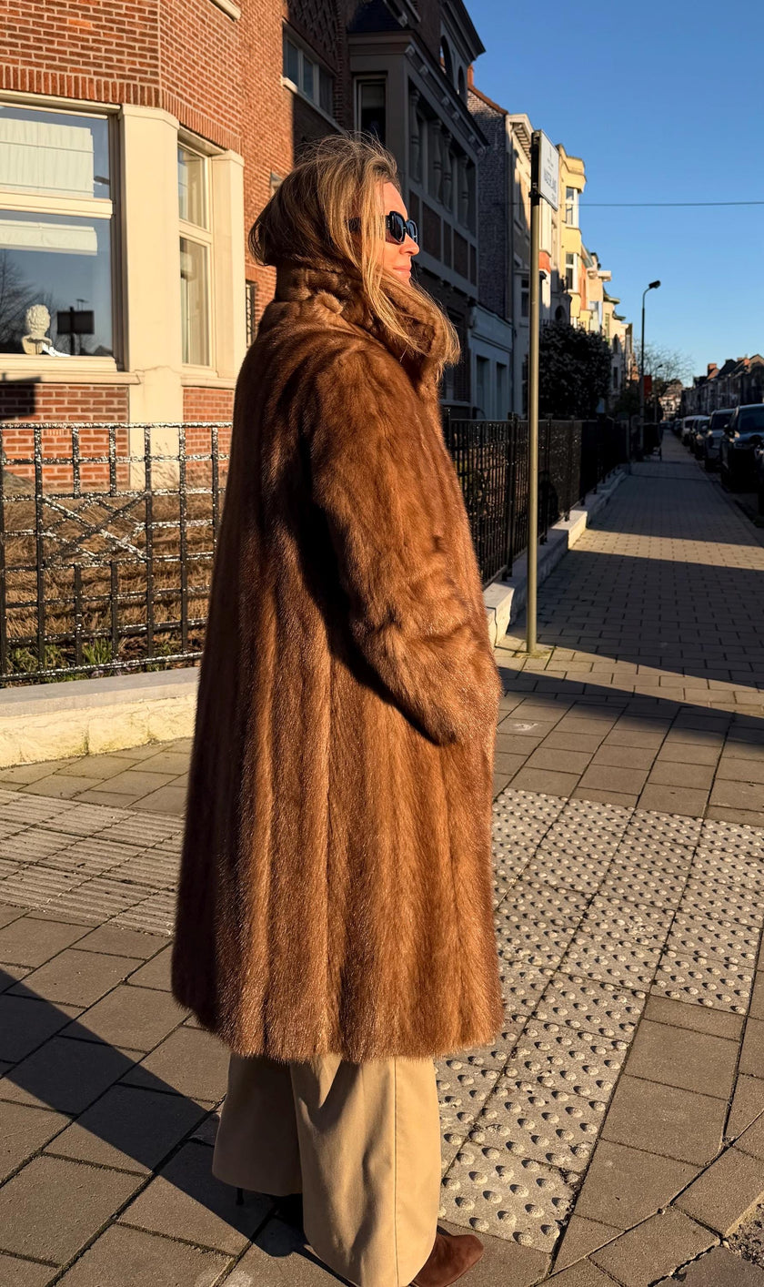 Pastel Mink Fur Coat – S-M