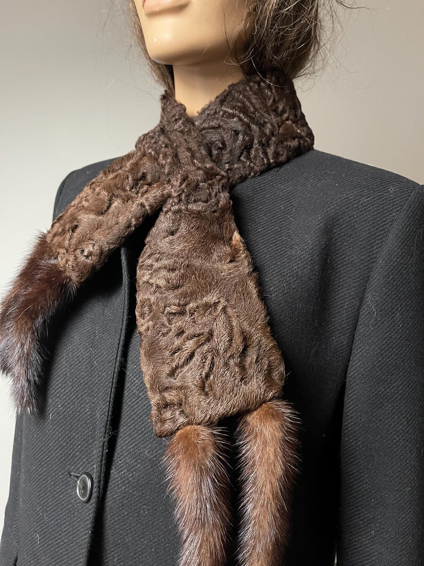 Brown Karakul Fur Scarf