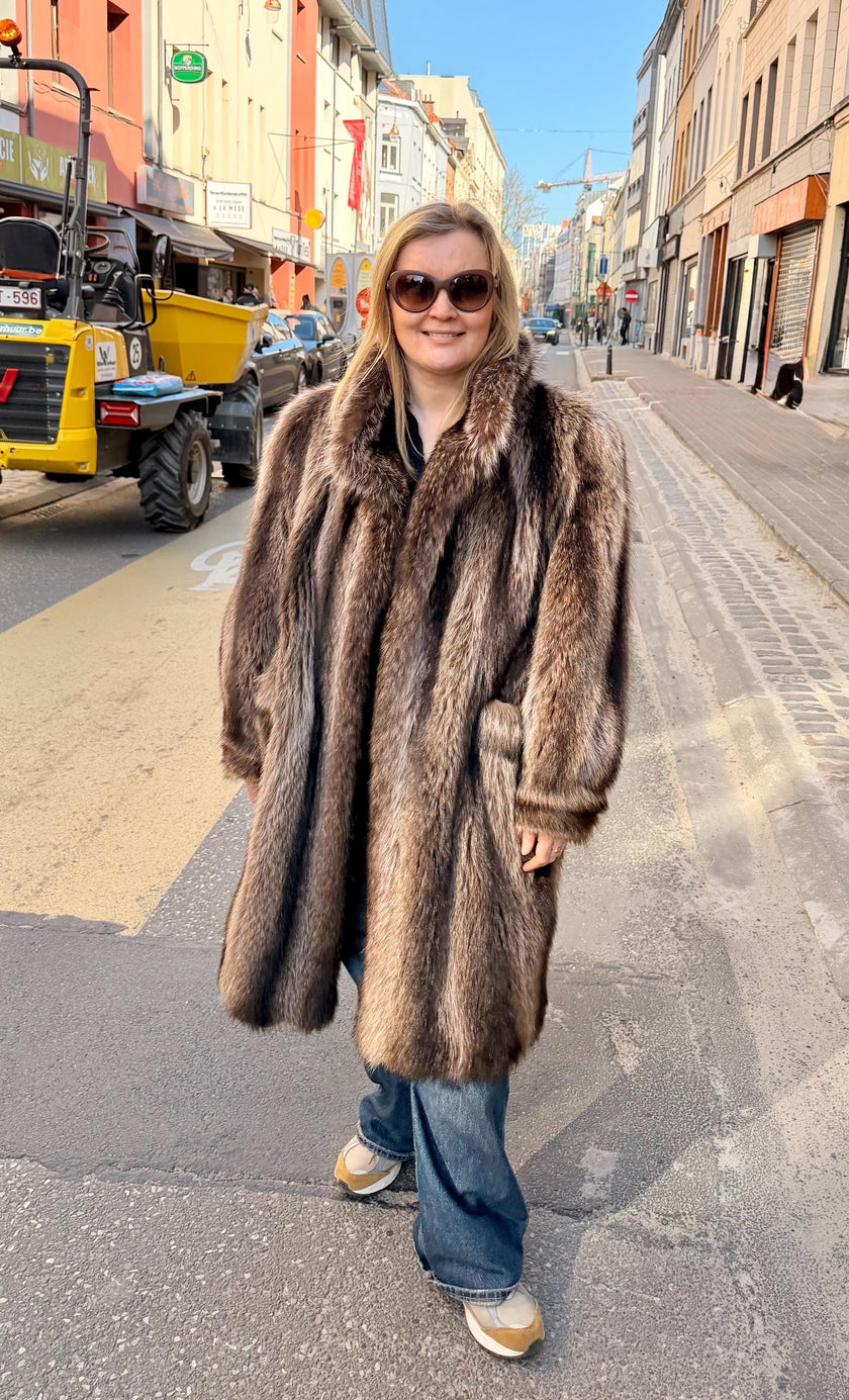 Long Raccoon Fur Coat -  L-2X