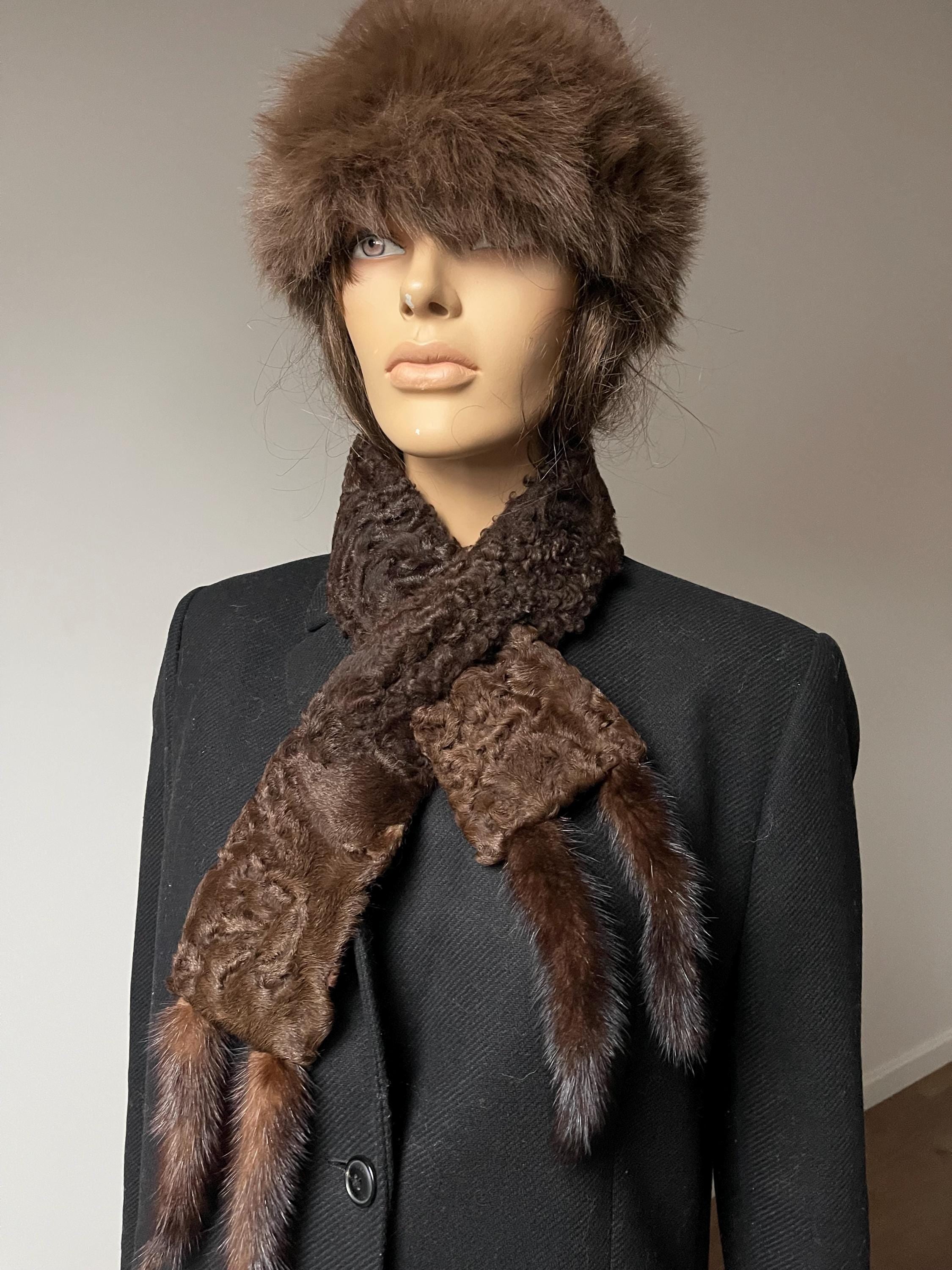 Brown Karakul Fur Scarf