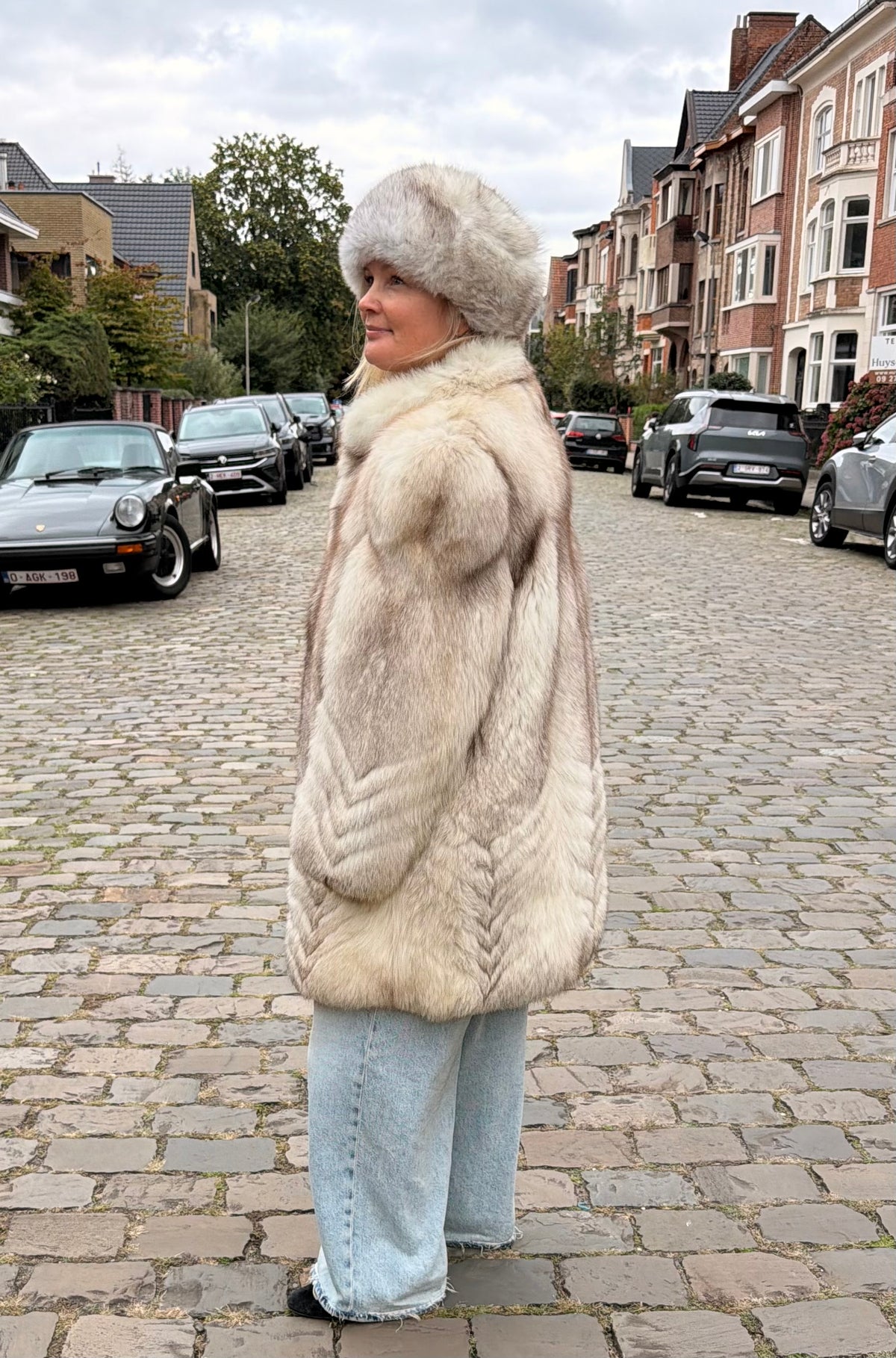 White Fox Fur Jacket - M
