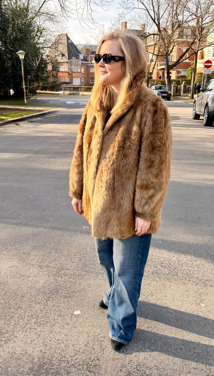 Nutria Fur Bomber Jacket  - L