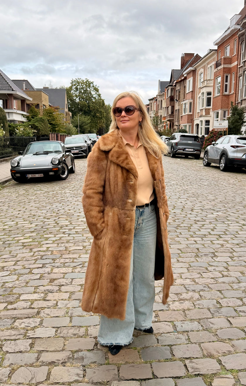 Pastel Mink Fur Coat - S
