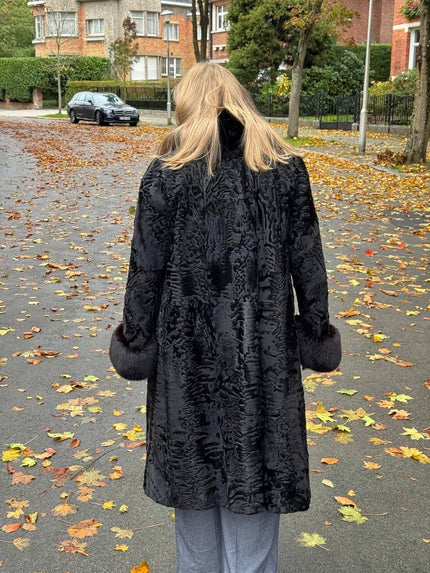 Black Swakara Fur Coat - M–L