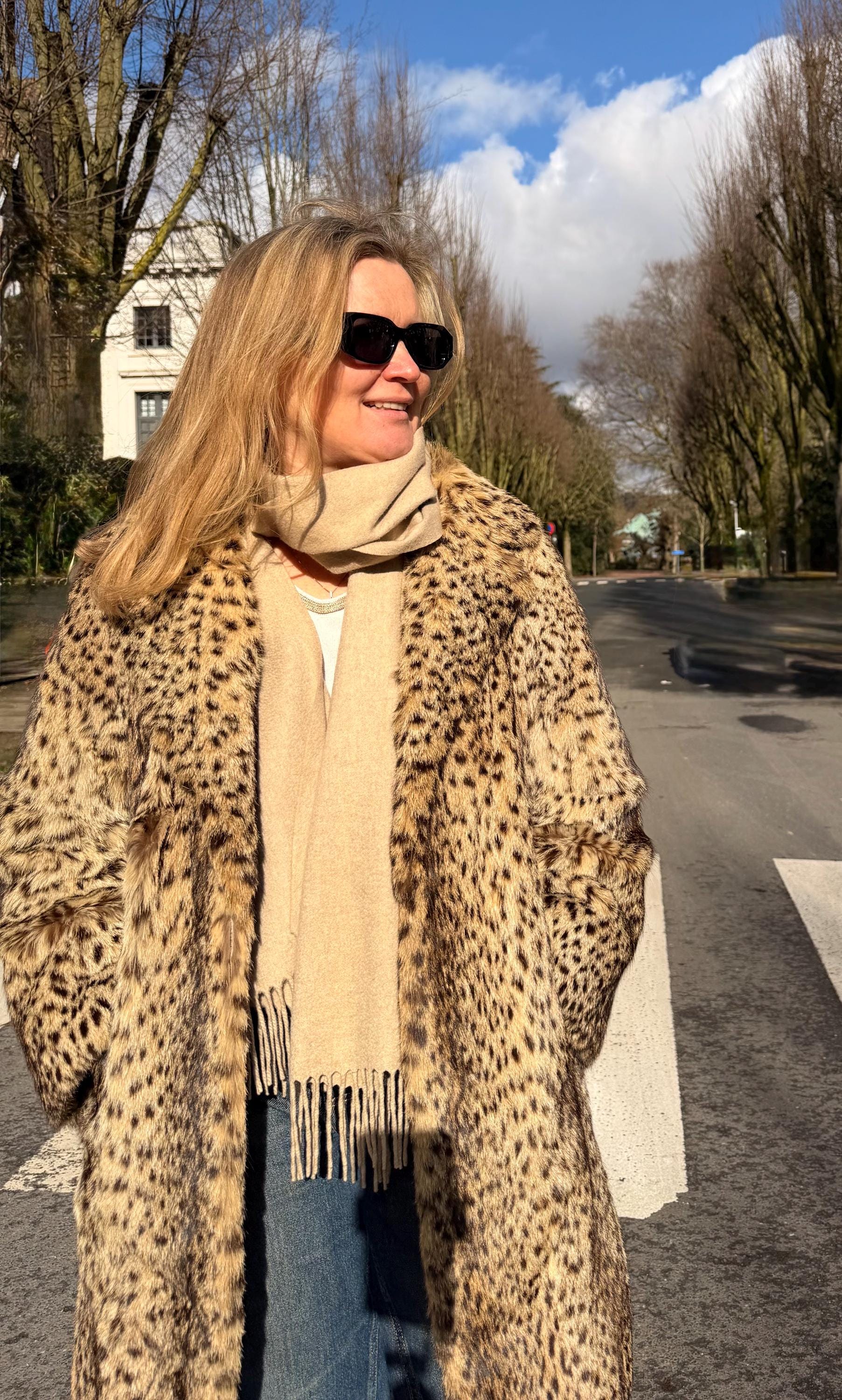 Leopard Print Fur Coat – M–L