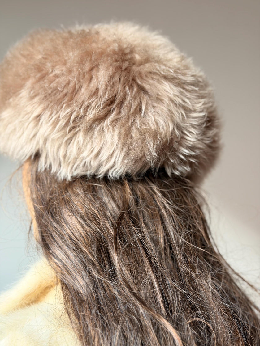 Beige Lamb Fur Hat