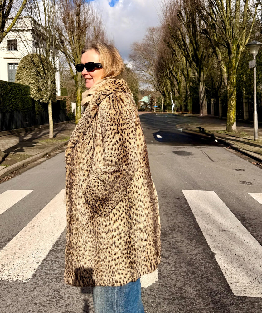 Leopard Print Fur Coat – M–L