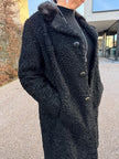 Black Lamb & Mink Fur Coat – S-M