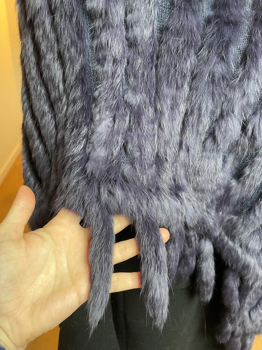 Rabbit Fur Poncho Wrap