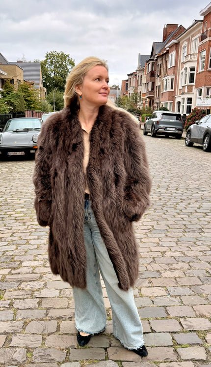 Long Fox Vintage Coat- M-L