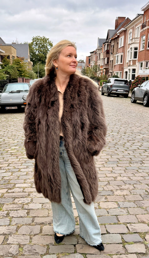 Long Fox Vintage Coat- M-L