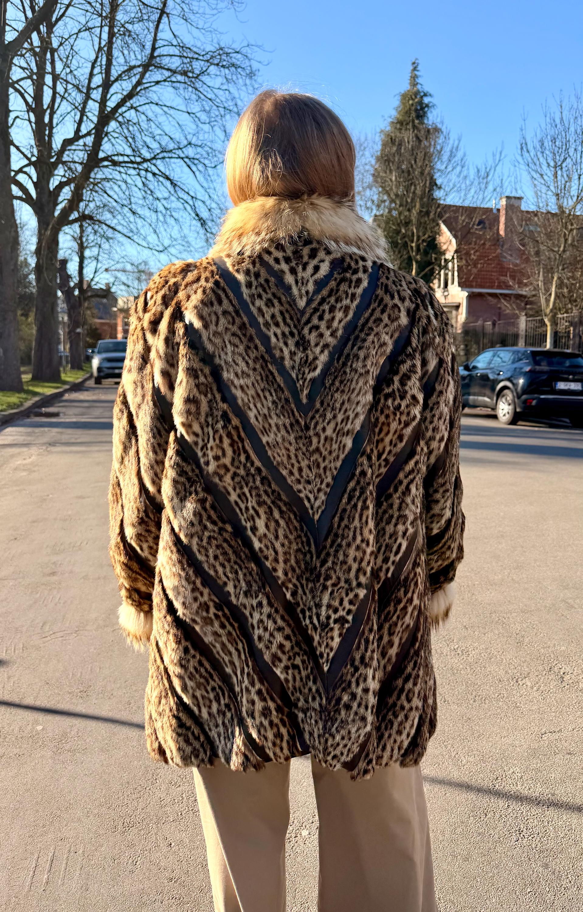 Leopard Print Fur Jacket L-2X